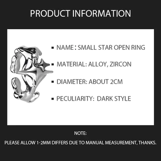 COD💖แหวนเฉพาะกลุ่ม Dark,แหวนนิ้วชี้ Unisex Fashion Light Luxury,แหวนเปิดดาวไม่สม่ำเสมอ-Lune