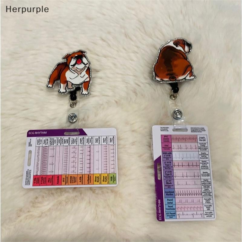 Herpurple ECG/EKG Rhythm Pocket Card การออกแบบสองด้าน EKG Rhythm Interpretation Badge Card ECG Rate Pocket Cards EKG Calipers TH