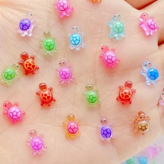 ESPOIR1 100 ชิ้นสัตว์เรซินขนาดเล็ก, เต่าเรืองแสงการ์ตูนในมืด, น่ารัก Dopamine สี DIY Miniature Figurines ตกแต่งสวนนางฟ้า
