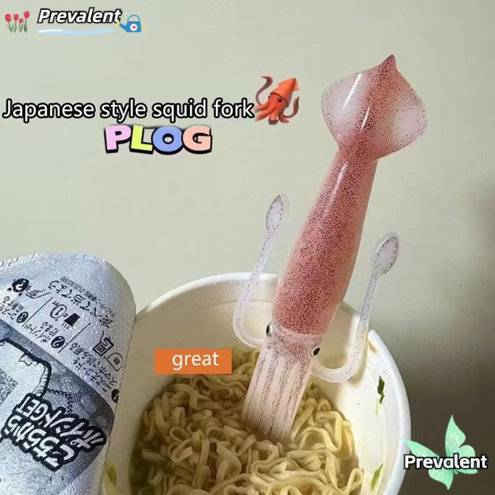 Preva Octopus Noodle Fork, Heat-in-1 Food Picks, Funny Squid-Shaped Portable Cooking Tools Tableware