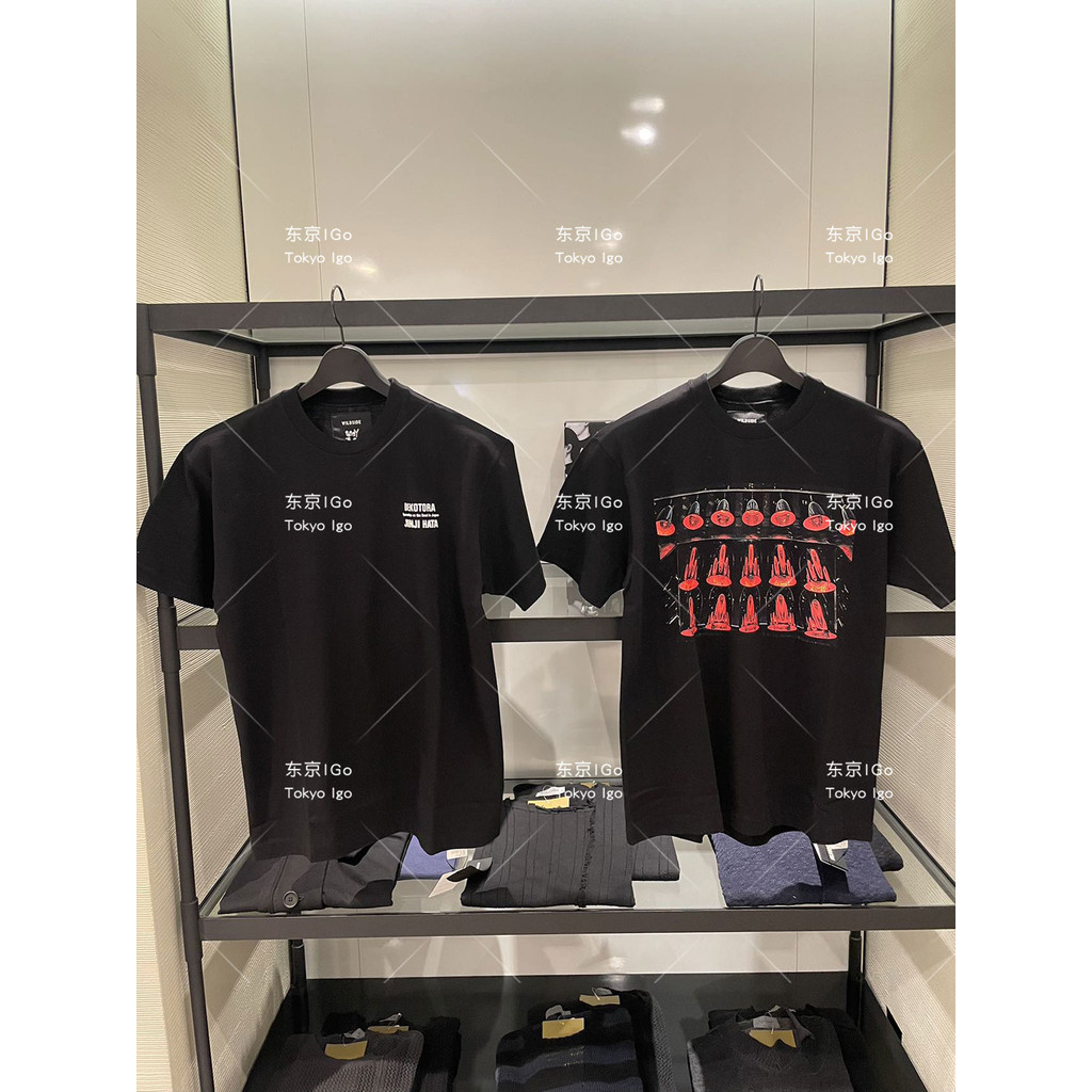 Yohji Yamamoto Yohji Yamamoto WILDSIDE ผ้าฝ้ายแท้ด้านหน้าและด้านหลังลายคอกลมแขนสั้น