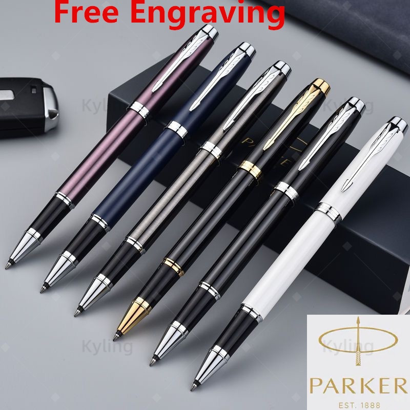 PARKER IM PEN ฟรีแกะสลัก+2รีฟิล+1กล่องของขวัญปาร์กเกอร์ ฉัน โรลเลอร์บอลปากกาสําหรับธุรกิจลายเซ็น [100% ต้นฉบับ]ตัวอักษรปากกาของขวัญวันเกิด