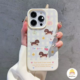 เคสไอโฟน 16 สำหรับ iPhone 17 11 13 16 15 14 12 Pro Max 7 8 16 14 15 Plus XR XS X Max ผ้าคลุมหนังสุนัขน่ารักน่ารัก