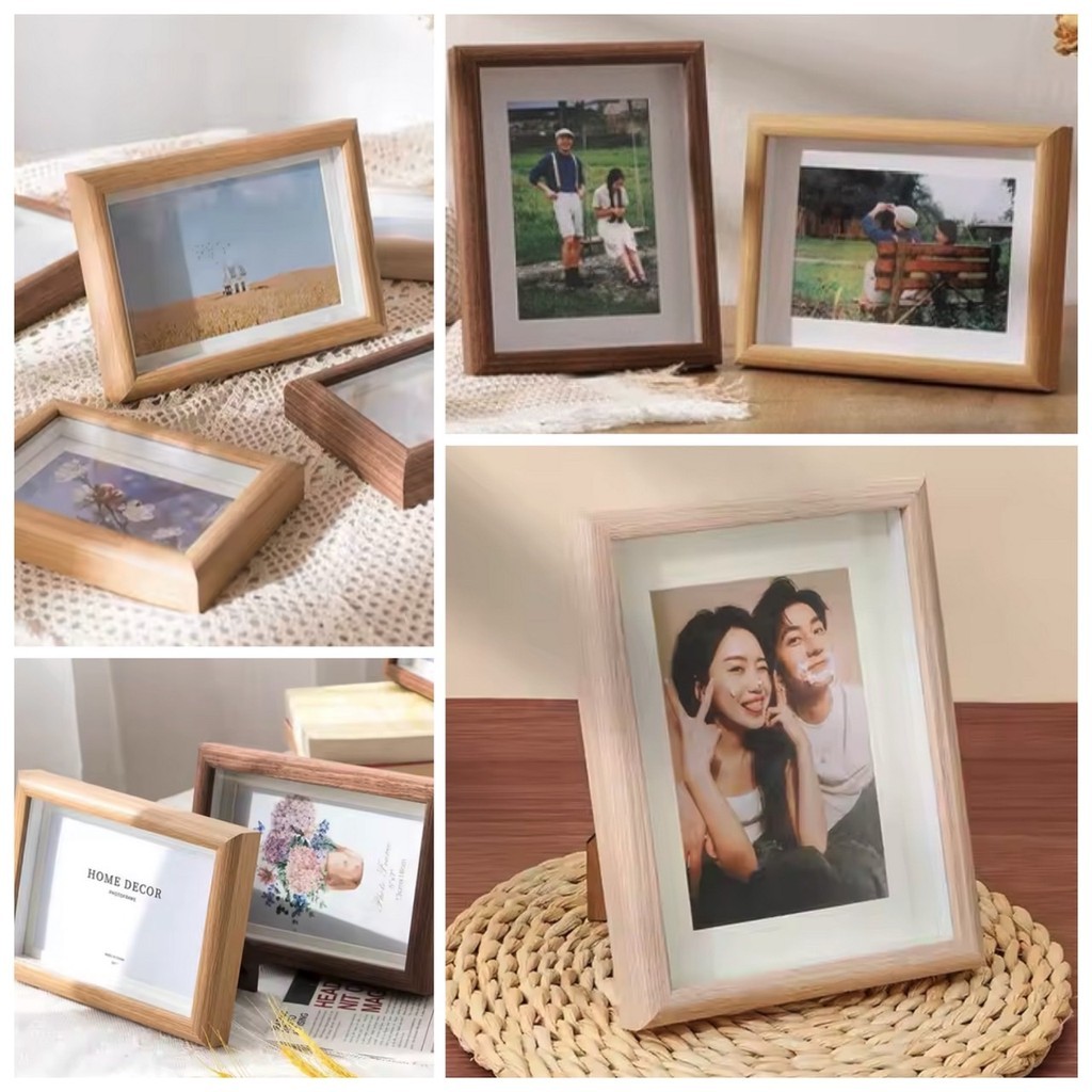 🎀 กรอบรูป ลายไม้ ขนาด A4 6x4 นิ้ว มินิมอล พร้อมกระจก มีขาตั้ง แขวนผนัง กรอบป้าย ประกาศนียบัตร ภพ.20 ป้ายประกาศ 🎀 - รูปที่ 5