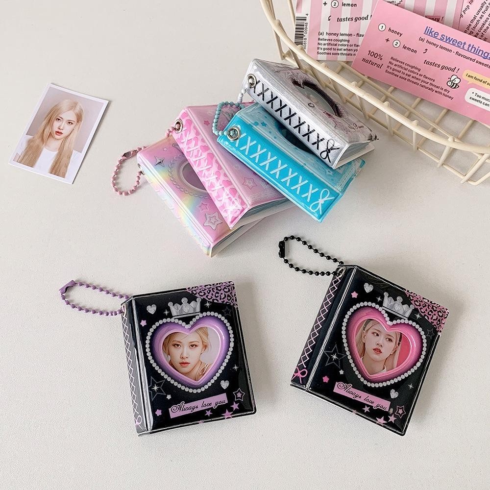 CYBERZAP ที่ใส่โฟโต้การ์ดเกาหลี, Mini Crown Love Heart PVC Card Cover ID Photocard กรอบ,แขวนตกแต่งพวงกุญแจจี้เกาหลีสไตล์การ์ดป้องกันกรณีสาวของขวัญ