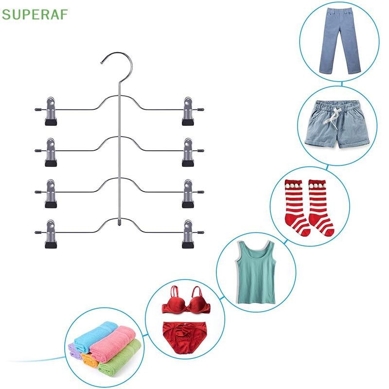 Superaf 6 ชั้นกระโปรงกางเกงกางเกงขาสั้นไม้แขวนประหยัดพื้นที่ไม่มีลื่นเก็บชั้นวางกระโปรงโลหะ HOT