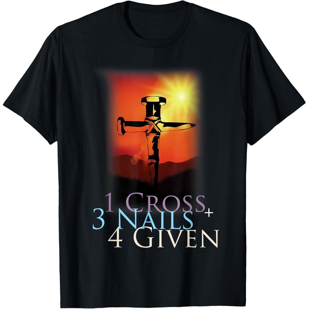 1 Cross + 3 Nails = 4 Given เสื้อยืดสําหรับเสื้อยืด Christian Tee