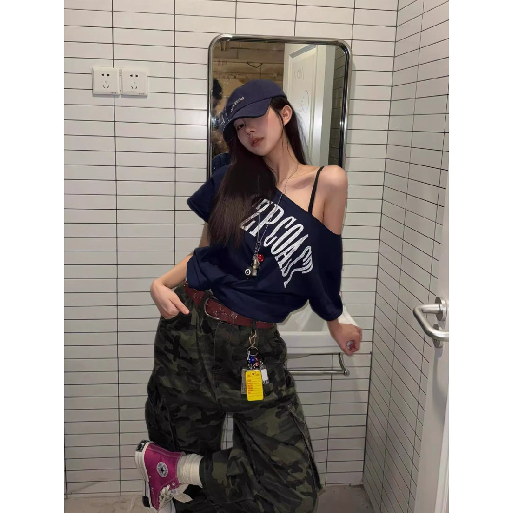ส่งไวจากไทย TAYCEN M-2XL เสื้อยืดผู้หญิง แขนสั้น ปิดไหล่ สไตล์เกาหลี