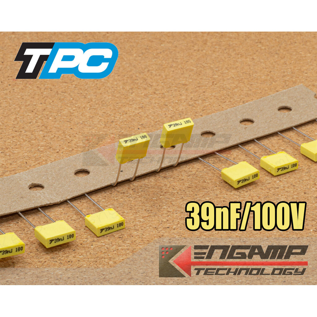 (10ตัว) [F-CAP] 39nF/100V 39nJ100V TPC 5% 2.4x7.2 H6.5mm P=5mm