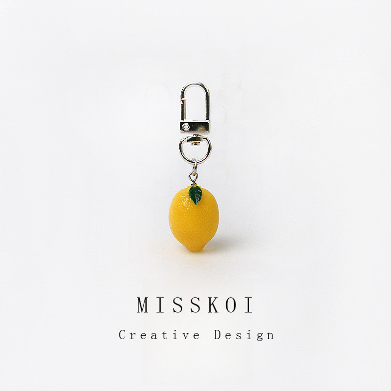 มจต การ์ตูนน่ารักผลไม้พวงกุญแจจําลองมันฝรั่งสีม่วงมะนาวคู่พวงกุญแจ