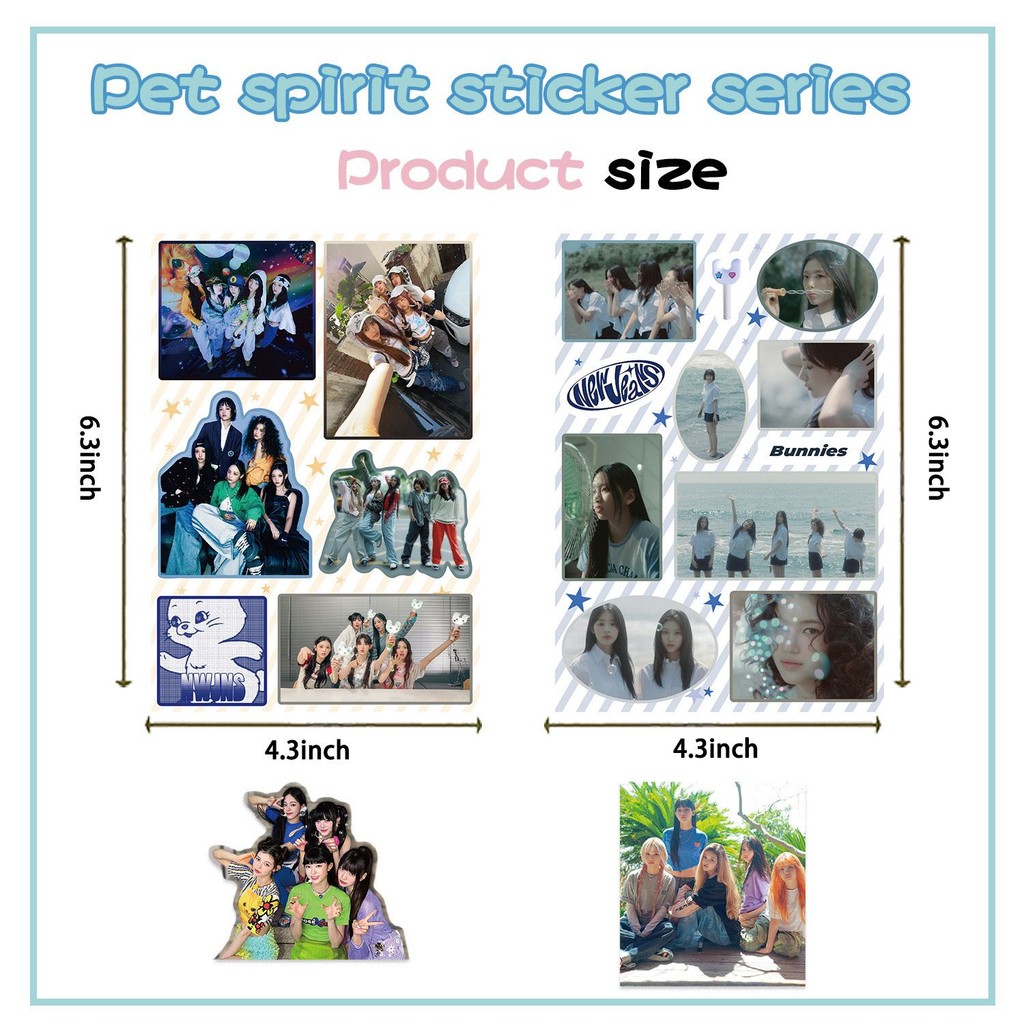 8pcs ใหม่กางเกงยีนส์สติกเกอร์ Minji Hanni Danielle Haerin Hyein NJZ Idol สติกเกอร์สมุดภาพ Journal De