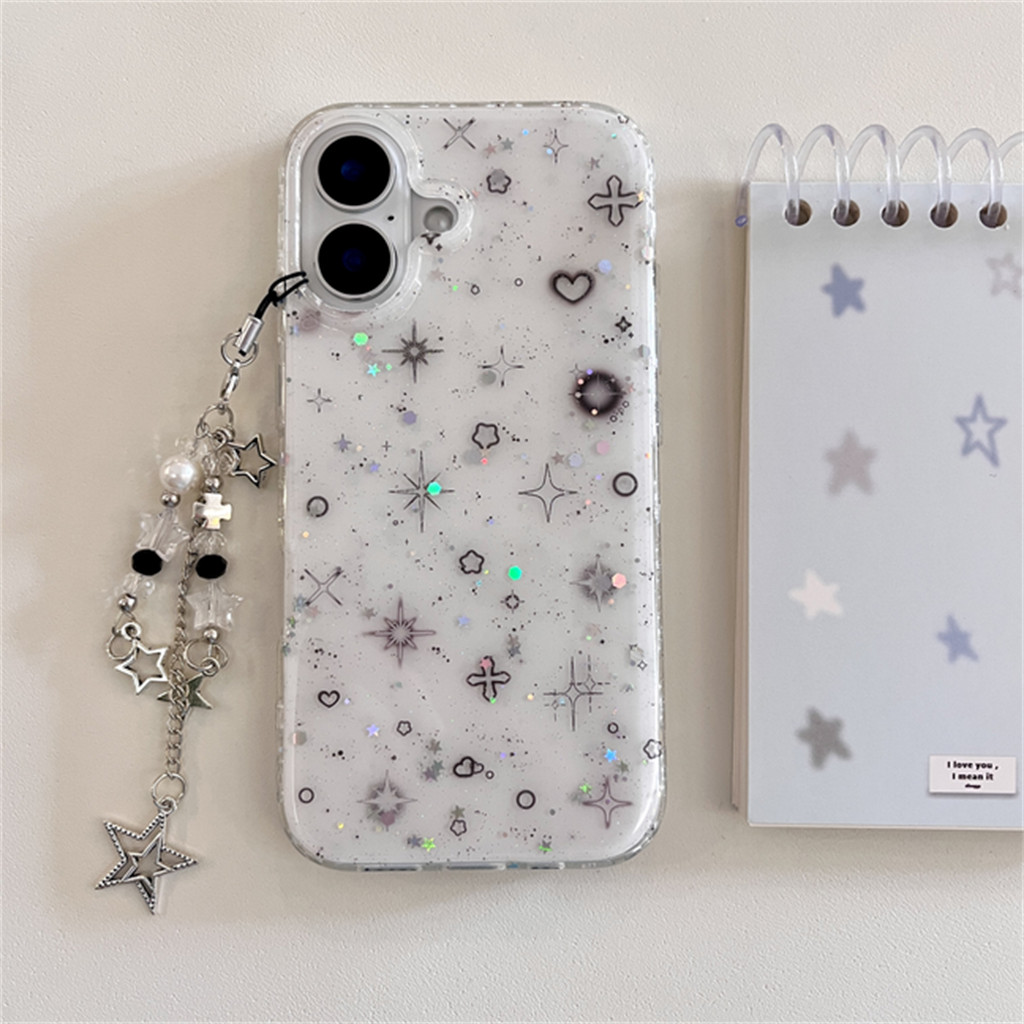 สําหรับiphone case 16 Pro Max 15 Pro Max 14 Pro Max 13 Pro Maxเคสโทรศัพท์สีเทาStar Love