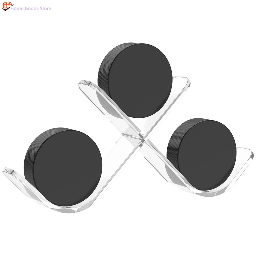 อะคริลิค Hockey Puck Display Case ถือ 3 Pucks Clear Hockey Puck Display Rack กันน้ํา Hockey Puck Dis