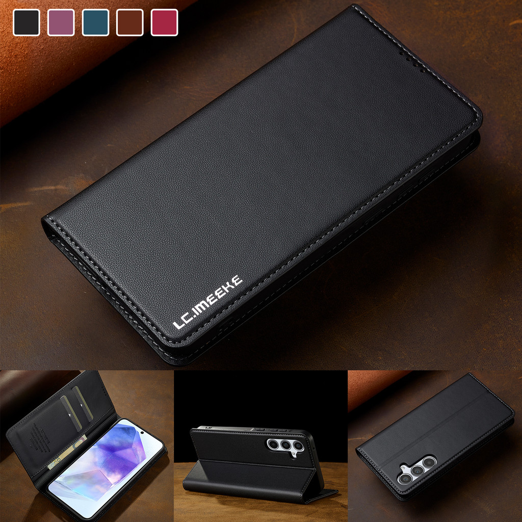 เคสฝาพับ เคสเปิดปิด Case for Samsung Galaxy A56 A36 A16 A15 A35 A55 A34 A54 A52 A52s A53 5G A14 S24 FE Ultra S25 Edge S25+ S24+ Plus เคสโทรศัพท์หนังฝาพับพร้อมช่องใส่บัตรสําหรับ Leather Flip Cover Magnetic Wallet With Card Slots Soft TPU Shell ซองมือถือ