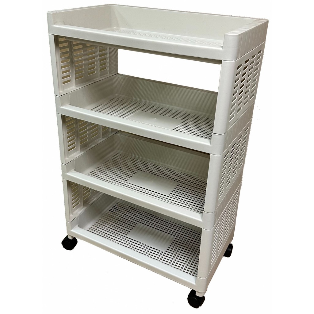 LOCAL789 NOBURU ชั้นวางเอนกประสงค์ 3 ชั้น มีล้อ #AB 30x50x77ซม.รุ่น KSH-SQV-02/3-1สีขาว ร้านอยู่ในไท