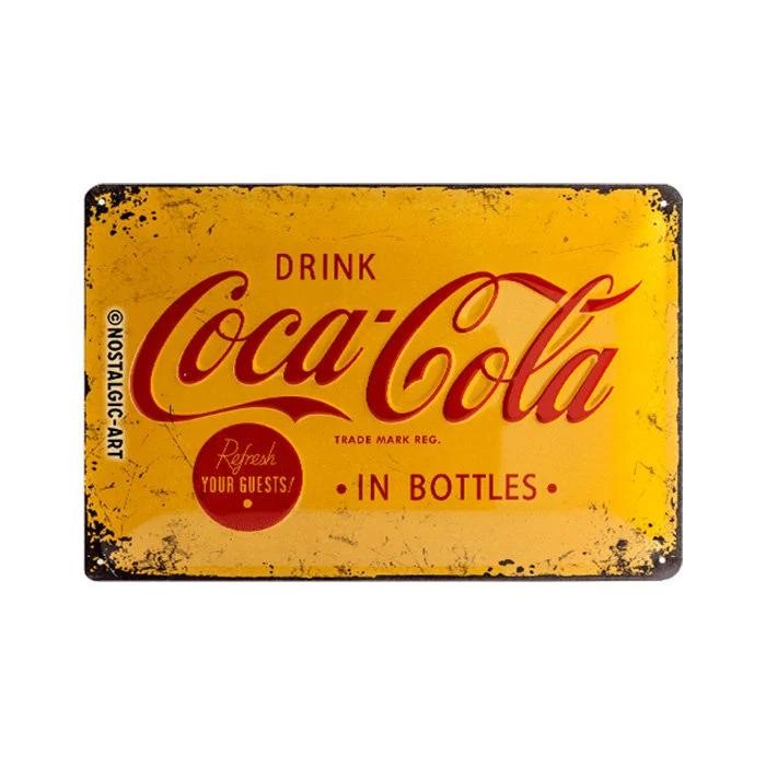 ป้ายดีบุกย้อนยุค Nostalgic-Art 20 X 30 Cm "Coca-Cola - โลโก้สีเหลือง" ไอเดียสําหรับแฟนๆโค้ก