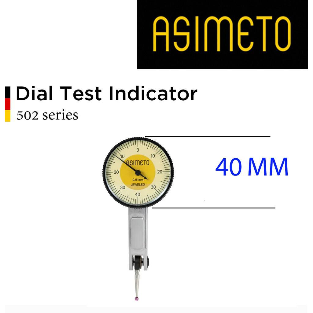 Asimeto ไดอัลเทส อินดิเคเตอร์ Dial Test Indicator หน้าปัดขนาด 40 มม ระยะวัด 0.2 mm, 0.5 mm, 0.8 mm, 1.0 mm