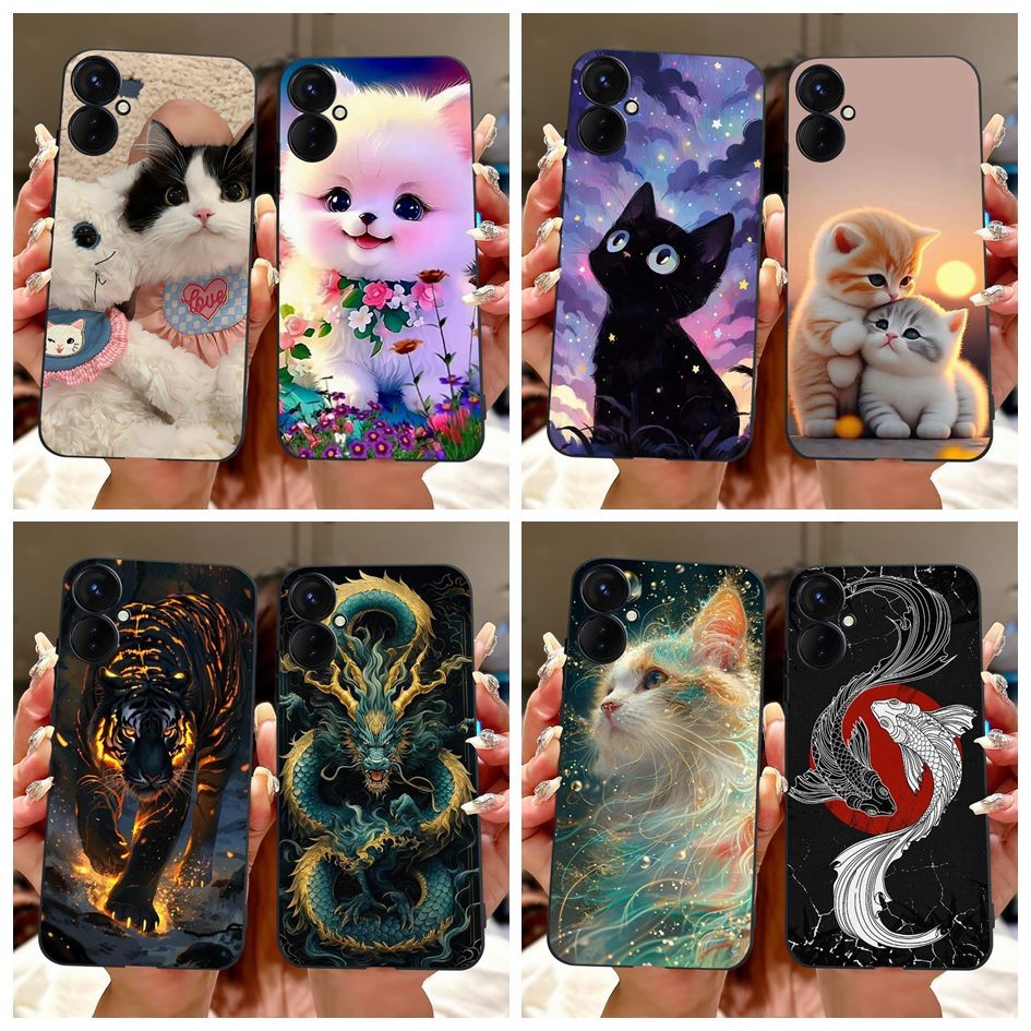 กันกระแทกสําหรับ Tecno Spark 9T KH6 ปลอกแมวน่ารัก Tiger Dragon ซิลิโคนนุ่มเคสโทรศัพท์สําหรับ Tecno S