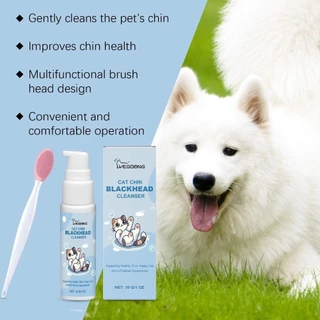 ZENGRONG น้ํายาล้างคางแมว, 30g พร้อมแปรงโลชั่นทําความสะอาดสิวหัวดํา, สูตรไม่เป็นอันตรายอย่างอ่อนโยนสุนัขแมวกรูมมิ่งทําความสะอาดลึกสัตว์เลี้ยงคางดูแลสิวสุนัขแมว