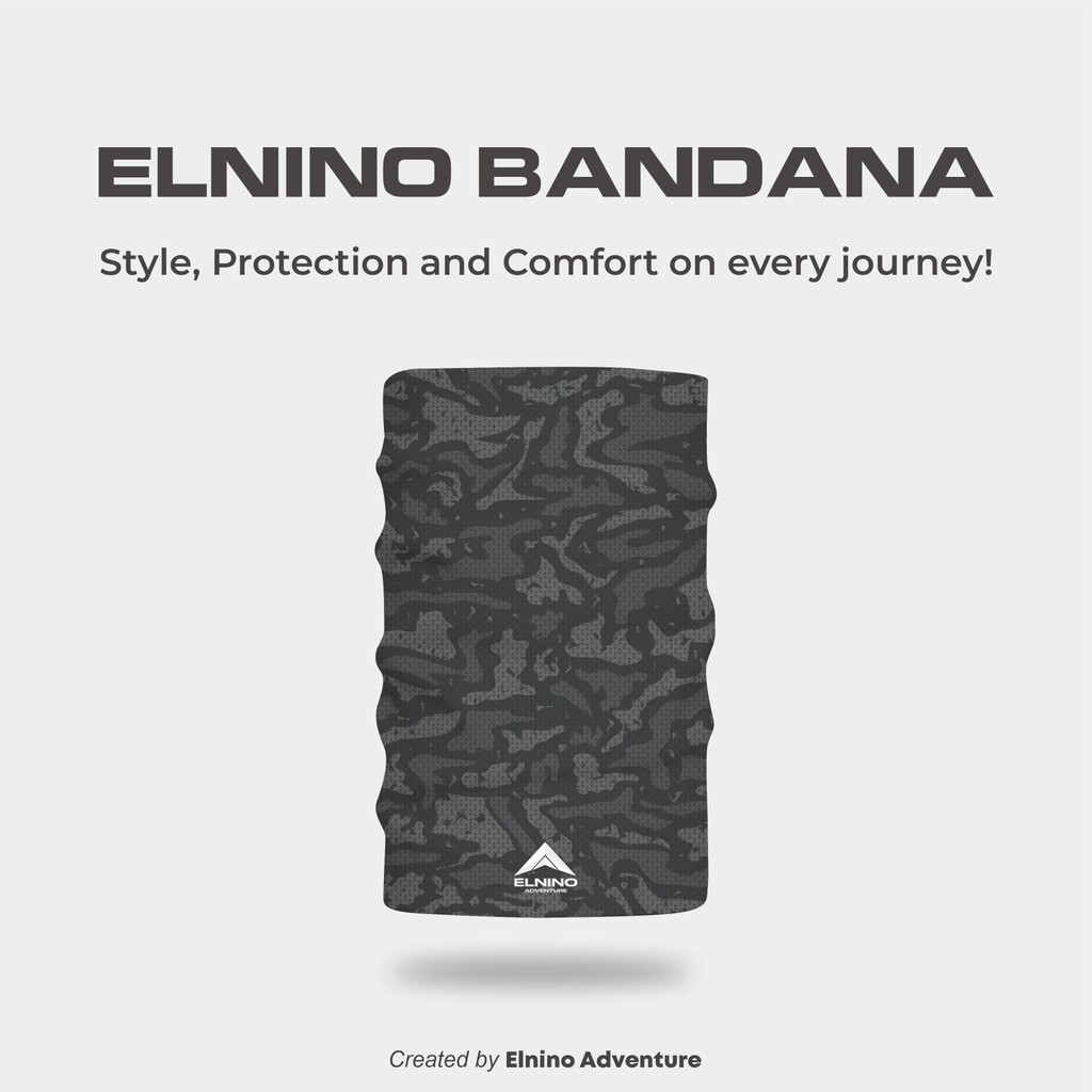 Elnino Multipurpose Headwear Mask Bandana UPF 50+ Anti UV Outdoor Neckwear - สีเทา Camo
