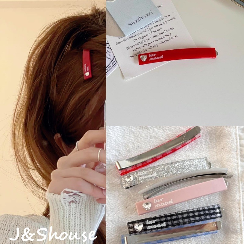 KF1005 แฟชั่นเกาหลีเรียบง่าย I รูปทรงด้วยความรัก rhinestone ลายสก๊อตกิ๊บติดผมกิ๊บติดผมกิ๊บติดผมผู้หญิงอุปกรณ์เสริม