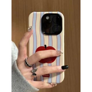 แนวตั้งสีแดงApple 2-in-1 สําหรับApple 17/16 เคสโทรศัพท์iPhone 15 Pro Maxฟิล์มใหม่ 14/13 Creative 12/11 Pro Max 7/8 Plusสองชั้นGlossyเคสโทรศัพท์