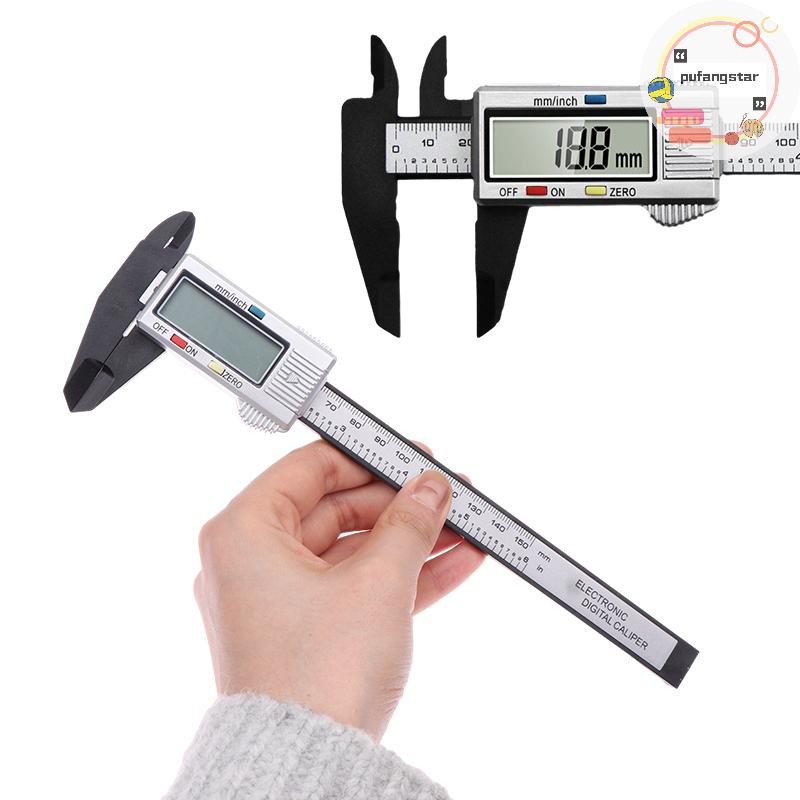 Pufangstar เครื่องมือวัดไมโครมิเตอร์ไม้บรรทัดดิจิตอล 150 มม.อิเล็กทรอนิกส์ Digital Caliper คาร์บอนไฟเบอร์ Dial Vernier Caliper Gauge TH