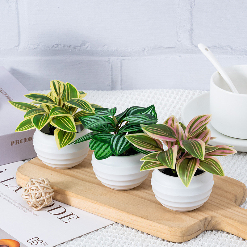 3 แพ็คพืชปลอม Mini ประดิษฐ์ Greenery กระถางต้นไม้สําหรับตกแต่งบ้านในร่มสํานักงานตาราง Room Farmhouse ของขวัญ