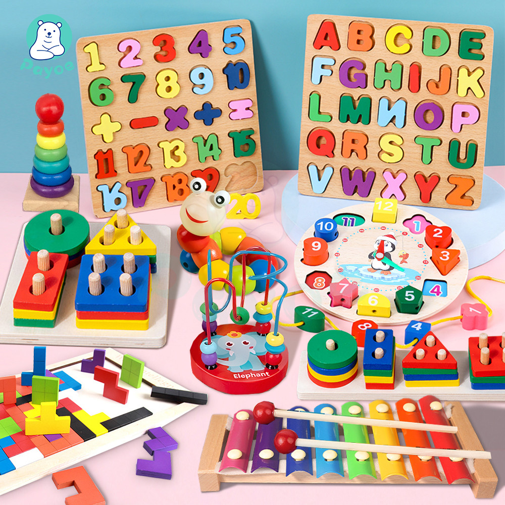 PAYOE ของเล่นไม้ หอคอยสีรุ้ง ของเล่น ของเล่นเด็ก ช่วยส่งเสริมการพัฒนาความฉลาดของเด็ก ของเล่นไม้สำหรับพัฒนาการ ตัวต่อไม้