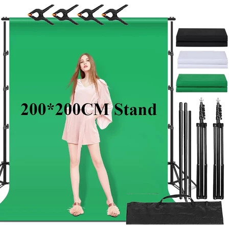 สตูดิโอถ่ายภาพ 2M*2M ชุดขาตั้งฉากหลัง พร้อมฉากหลัง 3M*1.6Mฉากหลังกล้องและอุปกรณ์ถ่ายภาพถ่ายรูปสินค้า