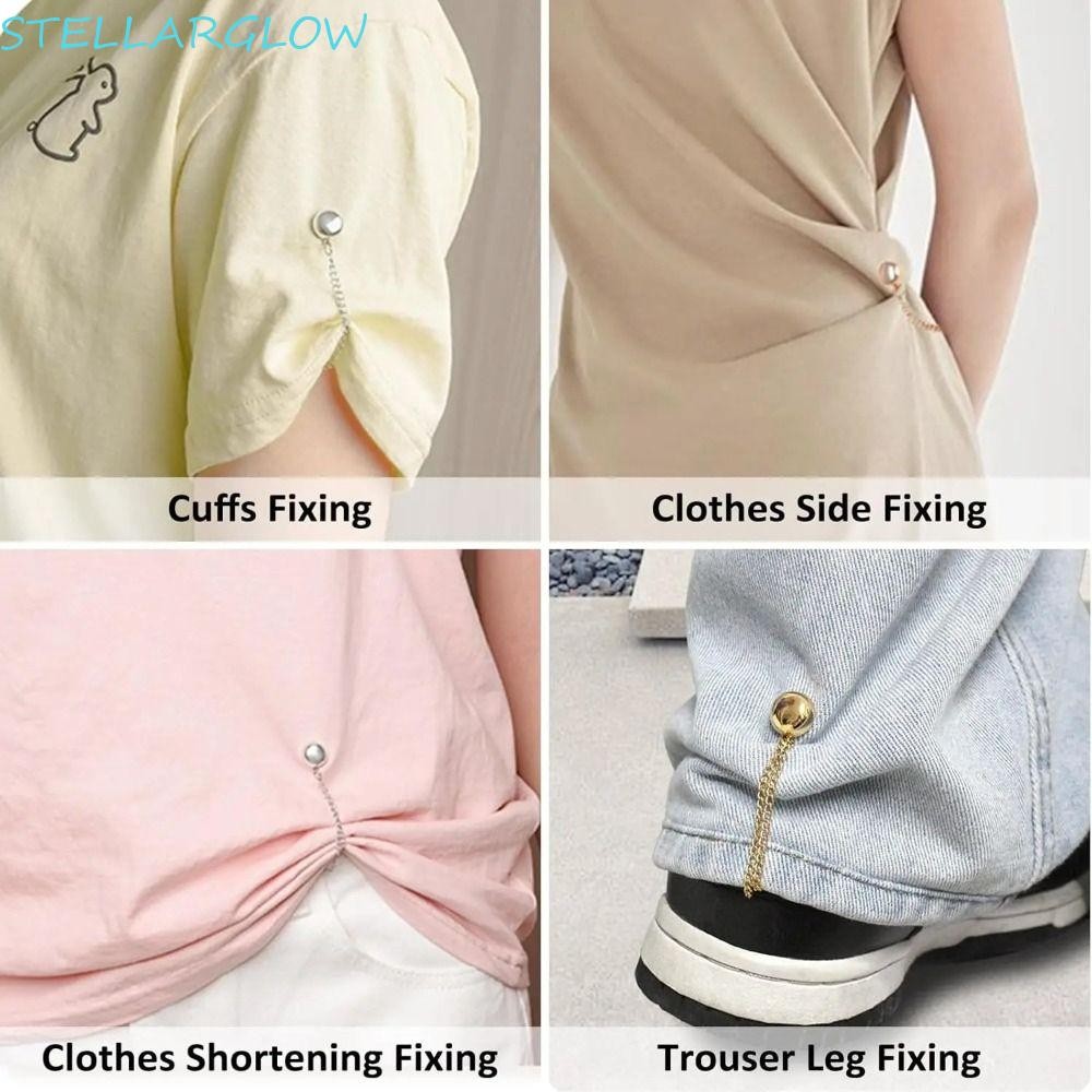 Stellarg คลิปหนีบเสื้อผ้าแม่เหล็ก, มัลติฟังก์ชั่น Non-hole Shorten กางเกงคลิป, เสื้อผ้าอุปกรณ์เสริมเอวหัวเข็มขัดปุ่มโลหะพู่โซ่ Cuff-link กระโปรง