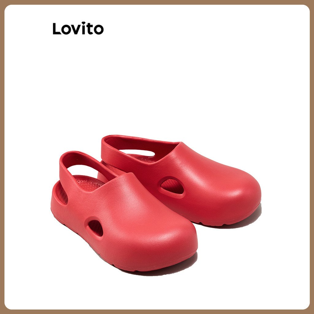 Lovito รองเท้าแตะผู้หญิง ใส่ในบ้าน พื้นนิ่ม กันลื่น กันน้ำ แฟชั่นเกาหลี ใส่ได้ทุกโอกาส สีพื้น สไตล์ลำลอง LFA43380