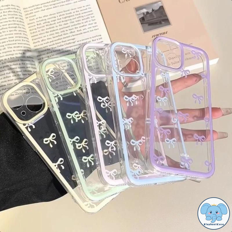 เต็มหน้าจอโบว์หวานเข้ากันได้เคสไอโฟน 11 XR 13 15 12 14 Pro Max 7 8 Plus 11 13 12 14 15 Pro XS Max X SE มีสีสันโบว์เคส