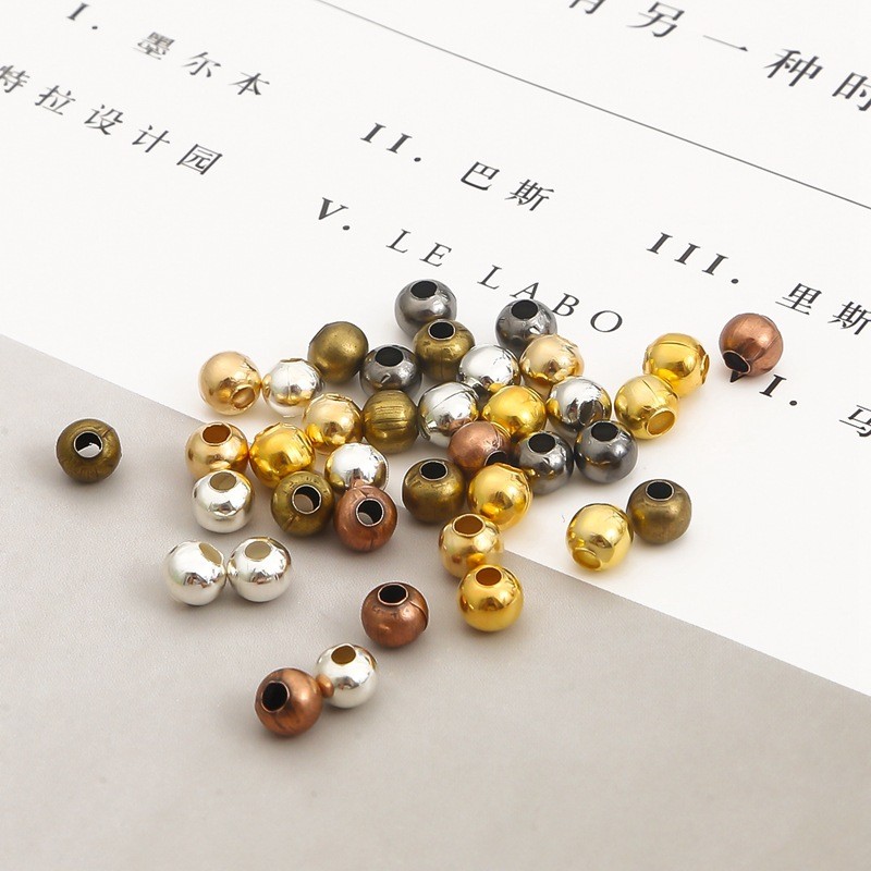 100-500pcs Iron Ball Spacer ลูกปัด 2.4-6 มม.DIY ตําแหน่งหัวเข็มขัดสําหรับเครื่องประดับ Handmade อุปกรณ์เสริม