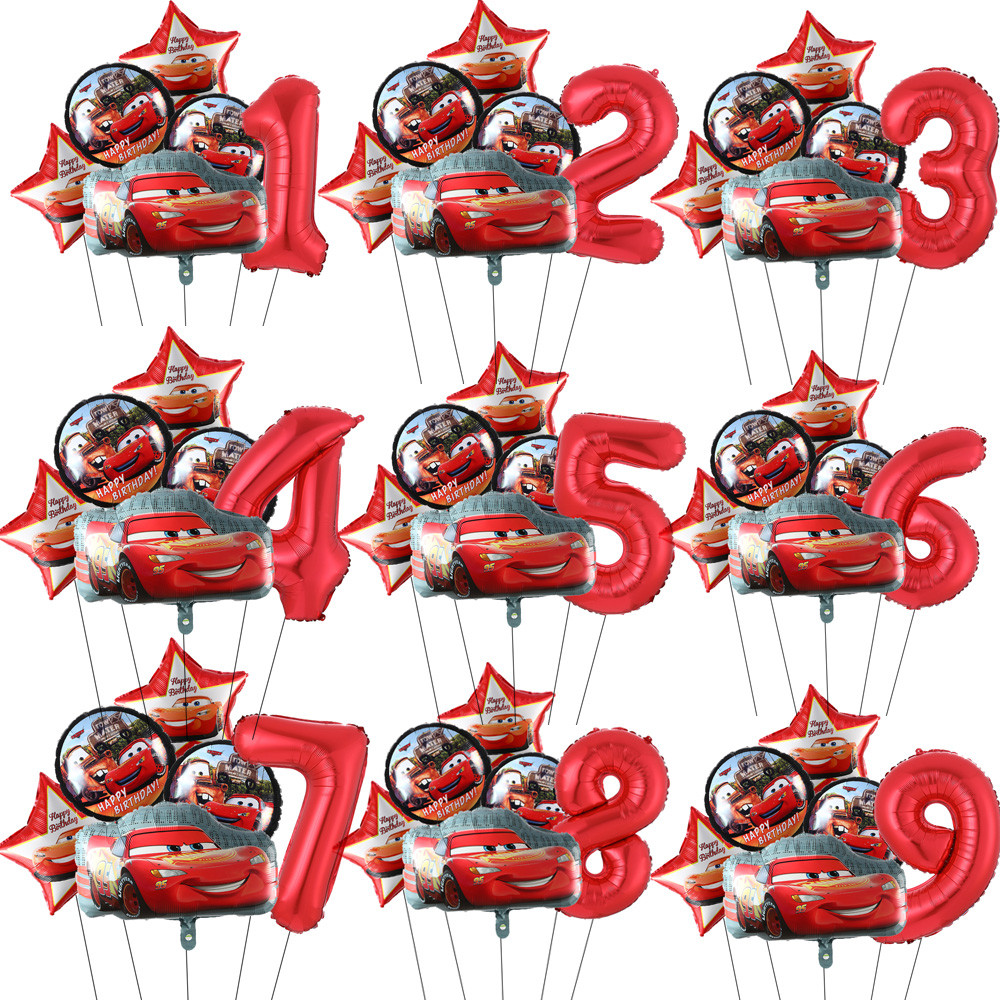 6 ชิ้น/เซ็ต Disney Cars อลูมิเนียมฟอยล์บอลลูนตกแต่งวันเกิด Lightning McQueen Theme คริสต์มาสปีใหม่ Party Supplies