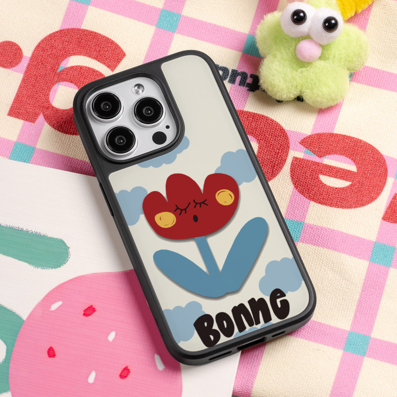 เหมาะสําหรับ iphone16promax เคสโทรศัพท์ขอบสีดํา Apple 16 สไตล์ใหม่ 15promax Matte Skin-Friendly 14 Shy Flower 13promax เคสป้องกันกันกระแทก iPhone13