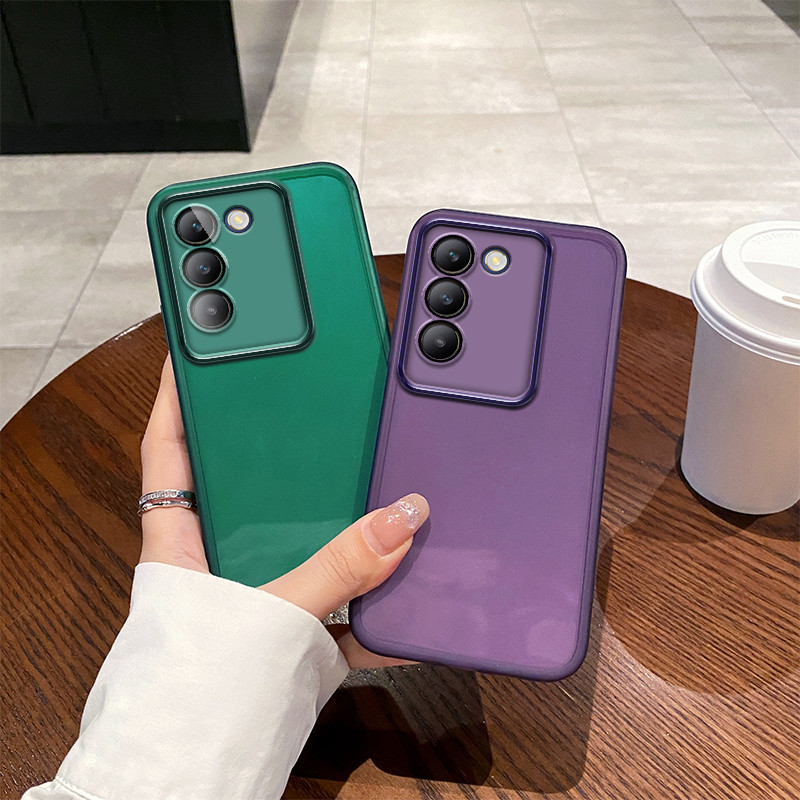 เคส Vivo Y100 5G เคสนิ่ม ป้องกันเลนส์ มินิมอล สีทึบ ซิลิโคน