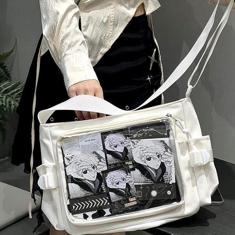 Original Daily All-Match โปร่งใสไหล่เดียวผ้าใบ Campus หญิงกระเป๋าปวดกระเป๋าอาหารปริมาณ Messenger