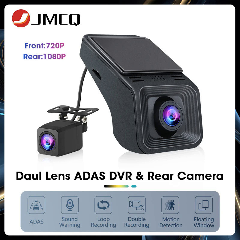 JMCQ USB ADAS Car DVR Dash For Android Auto Multimedia Player Front & Rear Dual Camera Loop Recordin
