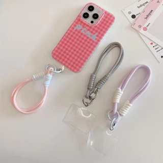 Phone Lanyard สายคล้องโทรศัพท์มือถือ สไตล์วินเทจ Weave เชือกเส้นเล็ก แบบถัก สีน้ําตาล สีดํา สีขาว Macarons แบบเรียบง่าย