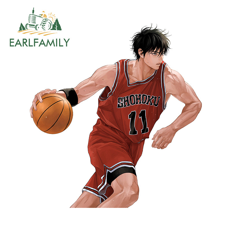 EARLFAMILY 13 ซม.Slam Dunk สติกเกอร์รถ Cool Boy เล่นบาสเกตบอล Decal Air Conditioner กระเป๋าเดินทาง Trunk กันน้ํา Graffiti