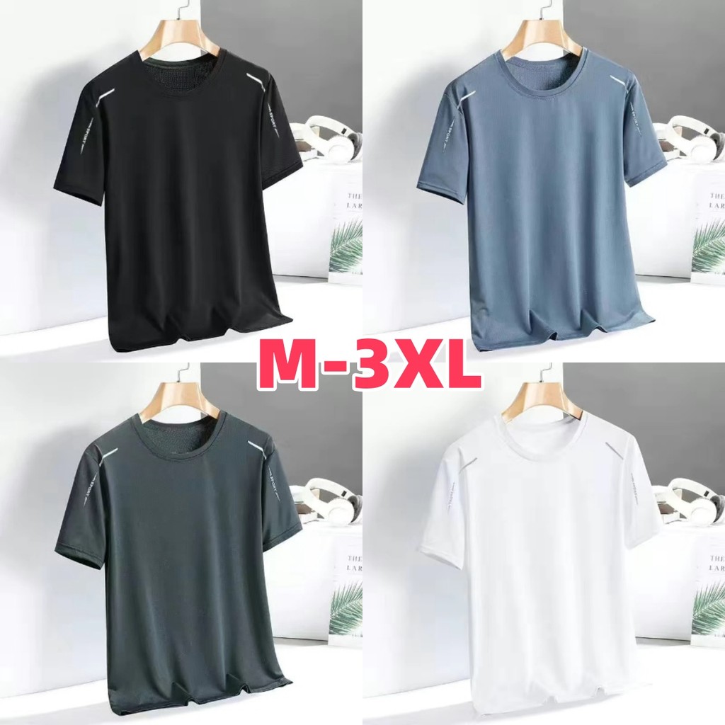 BECoolMan ผ้าตาข่ายระบายอากาศผู้ชายเสื้อยืดผู้สูงอายุพ่อเสื้อผ้าไหมเย็นสบาย และแห้งเร็ว