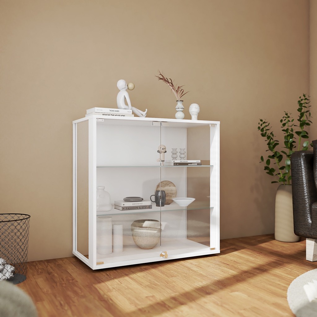 Looms ตู้โชว์กระจกใส ขนาด 80 ซม. รุ่น GAELAN สีขาว (80x40x82 ซม.)  แบรนด์ LOOMS