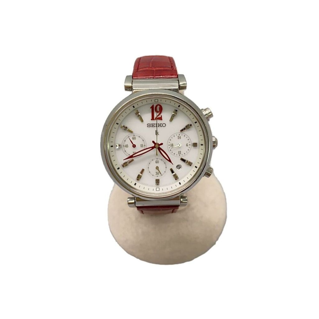 Seiko(ไซโก) SEIKO Men's Watch LUKIA Solar Analog Leather WHT RED V175-0DY0 Direct from Japan Secondh