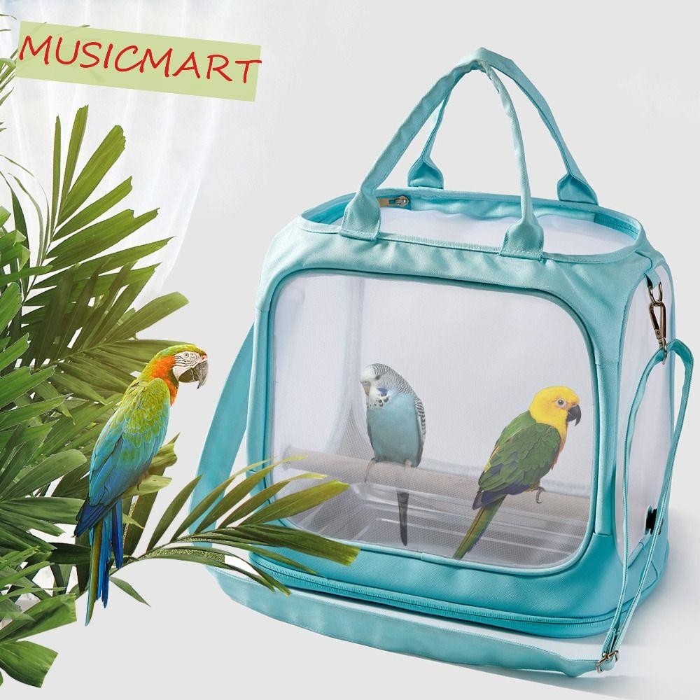 Musicmart นกนกแก้วขนส่งกรง,พับใสนกเดินทาง,อุปกรณ์สัตว์เลี้ยงปรับสายคล้องไหล่แบบพกพาความจุขนาดใหญ่นกแก้ว ซื้อกลับบ้าน กระเป๋าเดินป