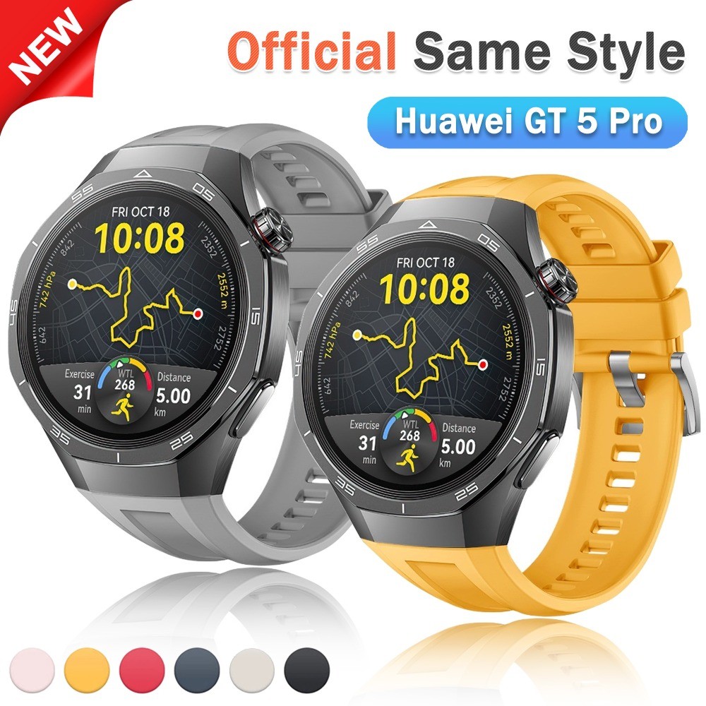 สายกีฬากันน้ําสําหรับนาฬิกา Huawei GT 5 Pro 46 มม.อย่างเป็นทางการสไตล์เดียวกันซิลิโคนสําหรับ 5 Pro 46 มม.สายรัดข้อมือ
