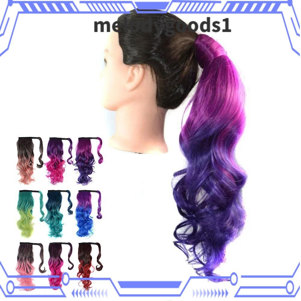 Melodygoods1 วิกผมหางม้า,สีไล่โทนสีหยักผมหางม้าต่อผม,แฟชั่นผมยุ่งห่อรอบผมชิ้นผู้หญิง