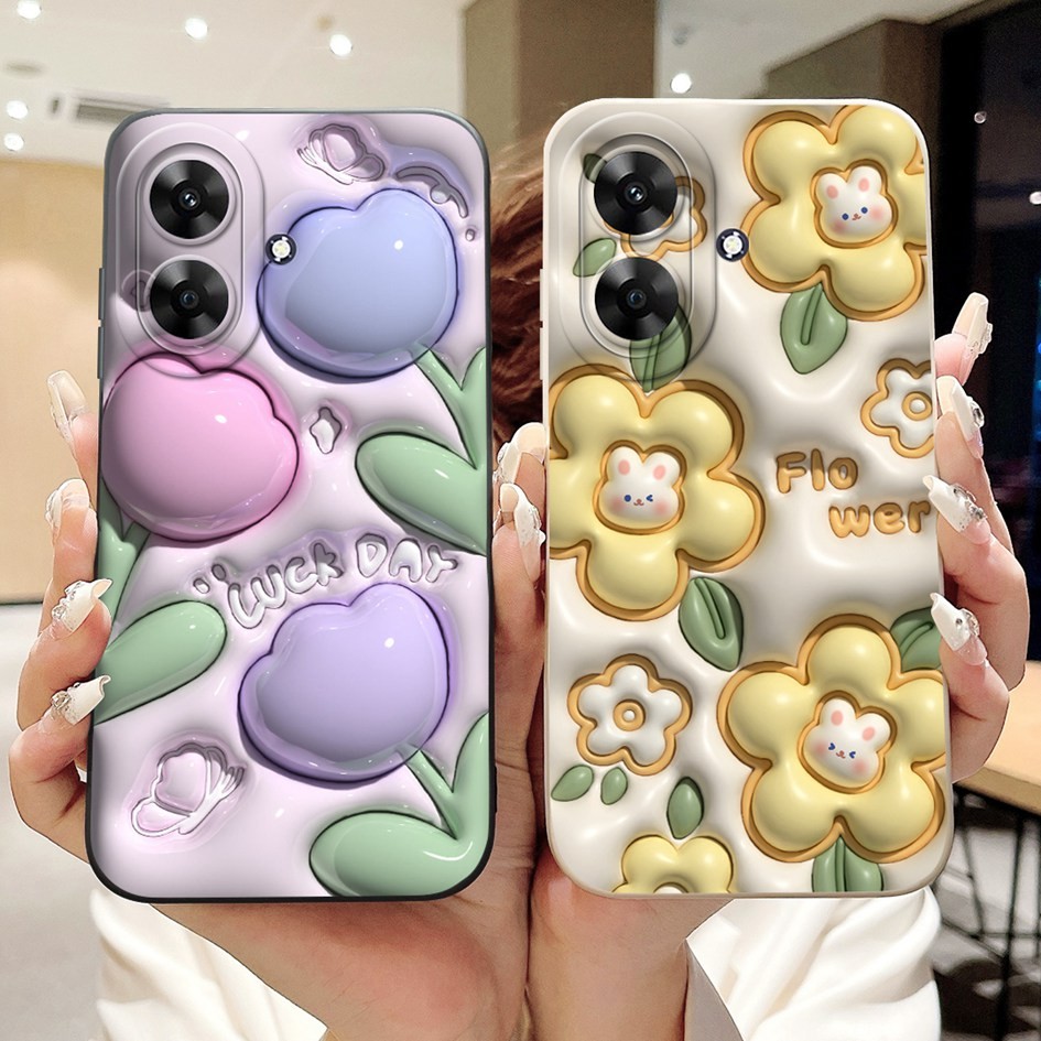 ปลอกป้องกันกล้องสําหรับ Realme Note 60 กรณีดอกไม้สีสันสดใสซิลิโคนอ่อนนุ่มฝาครอบโทรศัพท์สําหรับ Realme Narzo N61 กันชน
