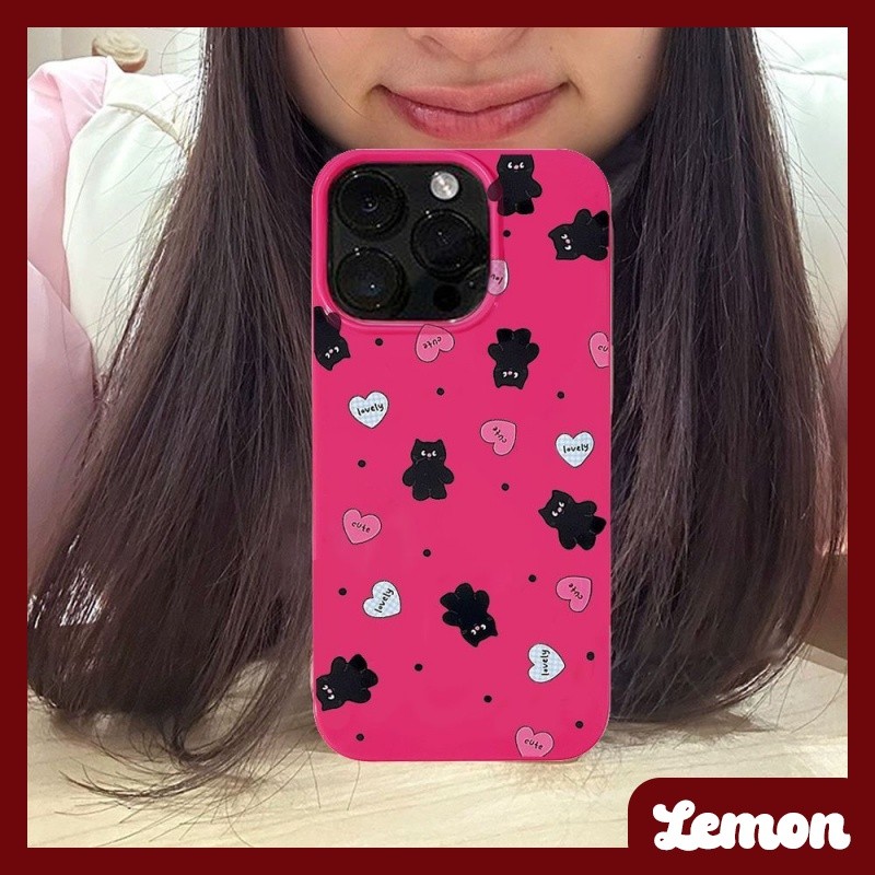 เคสโทรศัพท์มือถือแบบนิ่ม ลายแมวดํา ดอกกุหลาบ สีแดงวาว สําหรับ ไอโฟน 15 15promax 14pro 14promax 13 13pro 13promax 11 12 12pro 12promax XR XSMAX 7P 8P