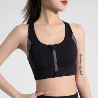 ผู้หญิงกีฬา Bras ซิปด้านหน้า Plus ขนาด One-pad integrated bra Gym ฟิตเนสกันกระแทกกีฬา Brassiere